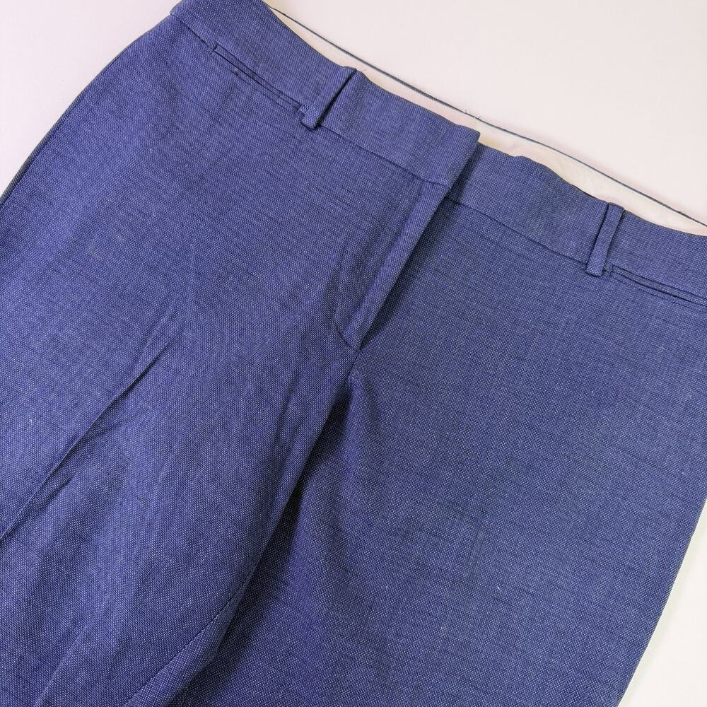 Loft Julie Trouser Women's 14 Blue Bootcut Career Office Work Linen Blend Pants